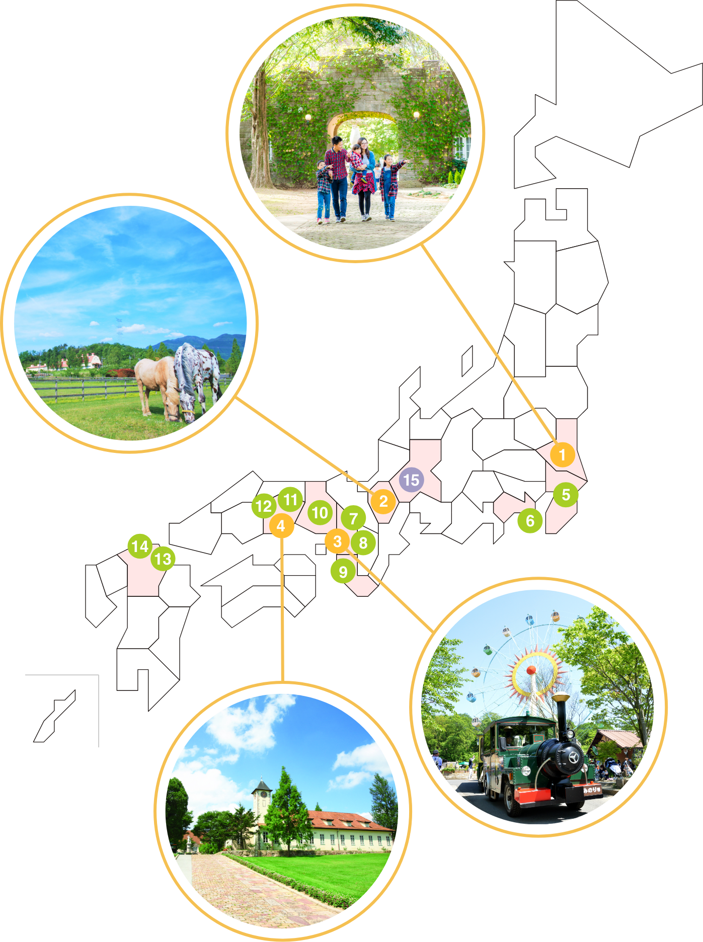 Operation of nature-rich agricultural parks and similar facilities at 15 locations around Japan